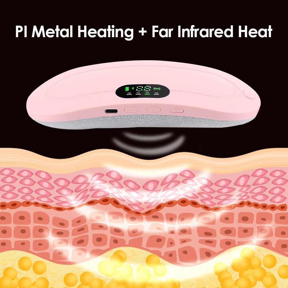 Electric Heating Pad Women Vibrator Period Pain Relief Device Menstrual Cramp Massager Blood Circulation Abdominal Belt Warmer